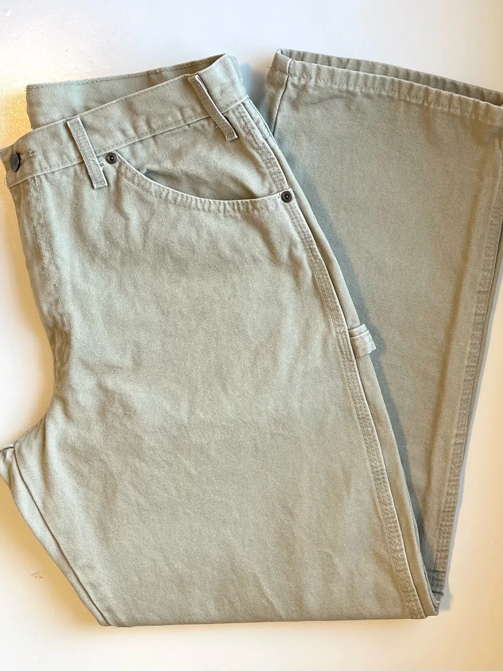 Dickies Duck Canvas Carpenter Pants - Khaki Canvas Workwear - Size 33 | 30